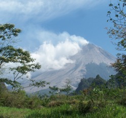 Merapi erupted in October last year. 210 people were killed on its slopes.